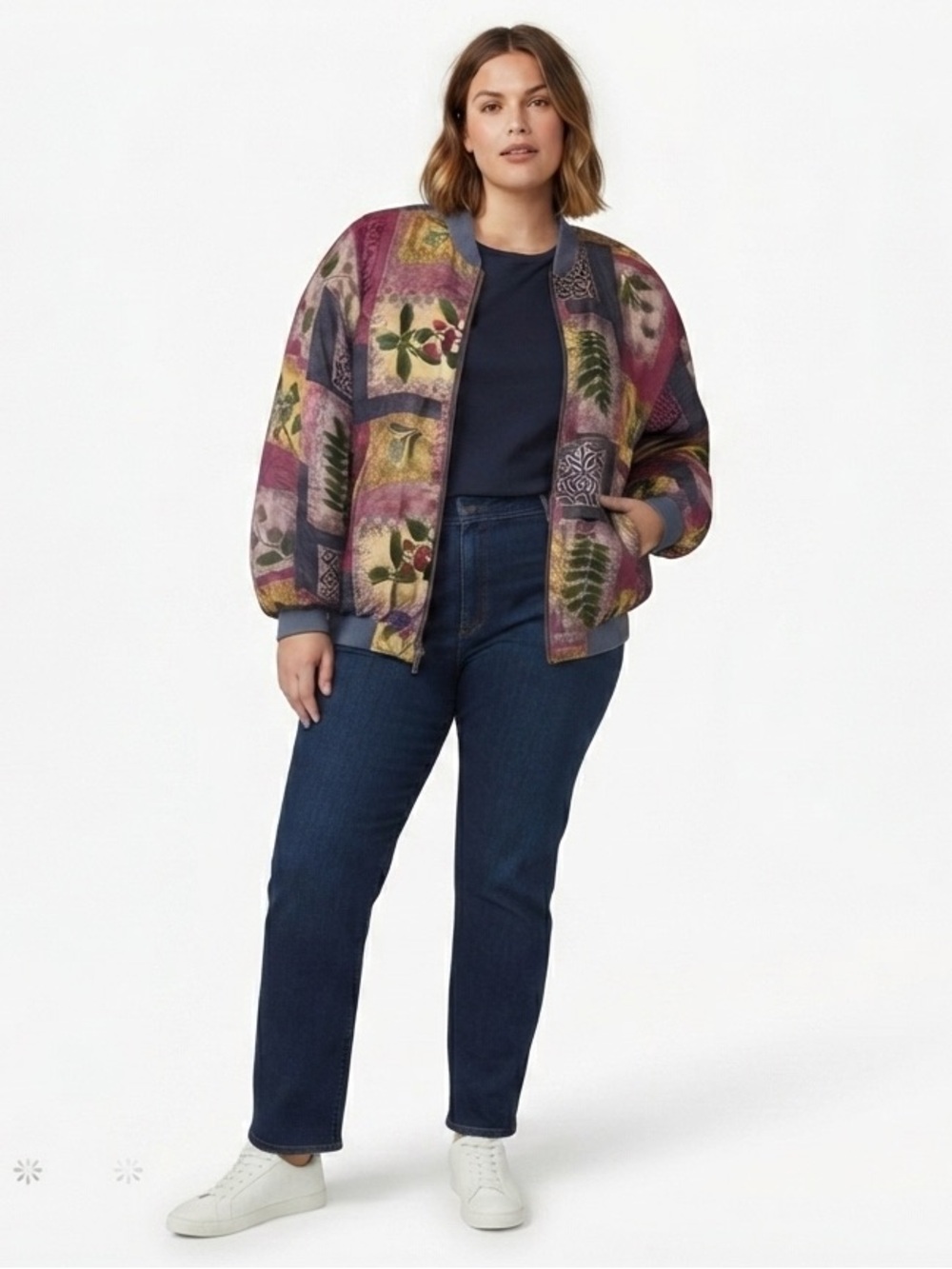 Vintage 100% Silk Botanical Print Coat